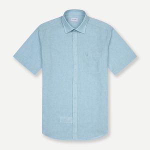 린넨 혼방 일반핏 셔츠 블루 YEEMBR218MI
