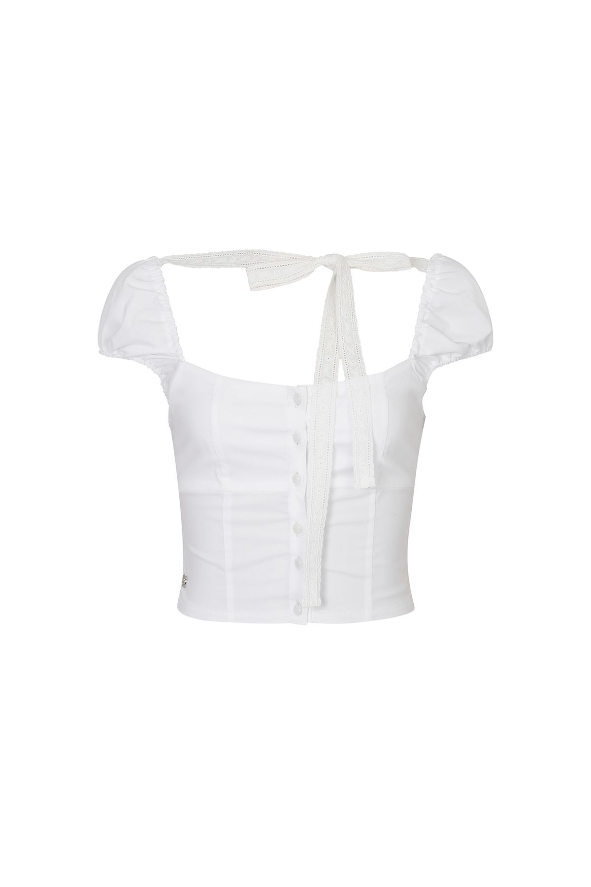 페인오어플레져(PAINORPLEASURE) WENDY RIBBON BLOUSE white