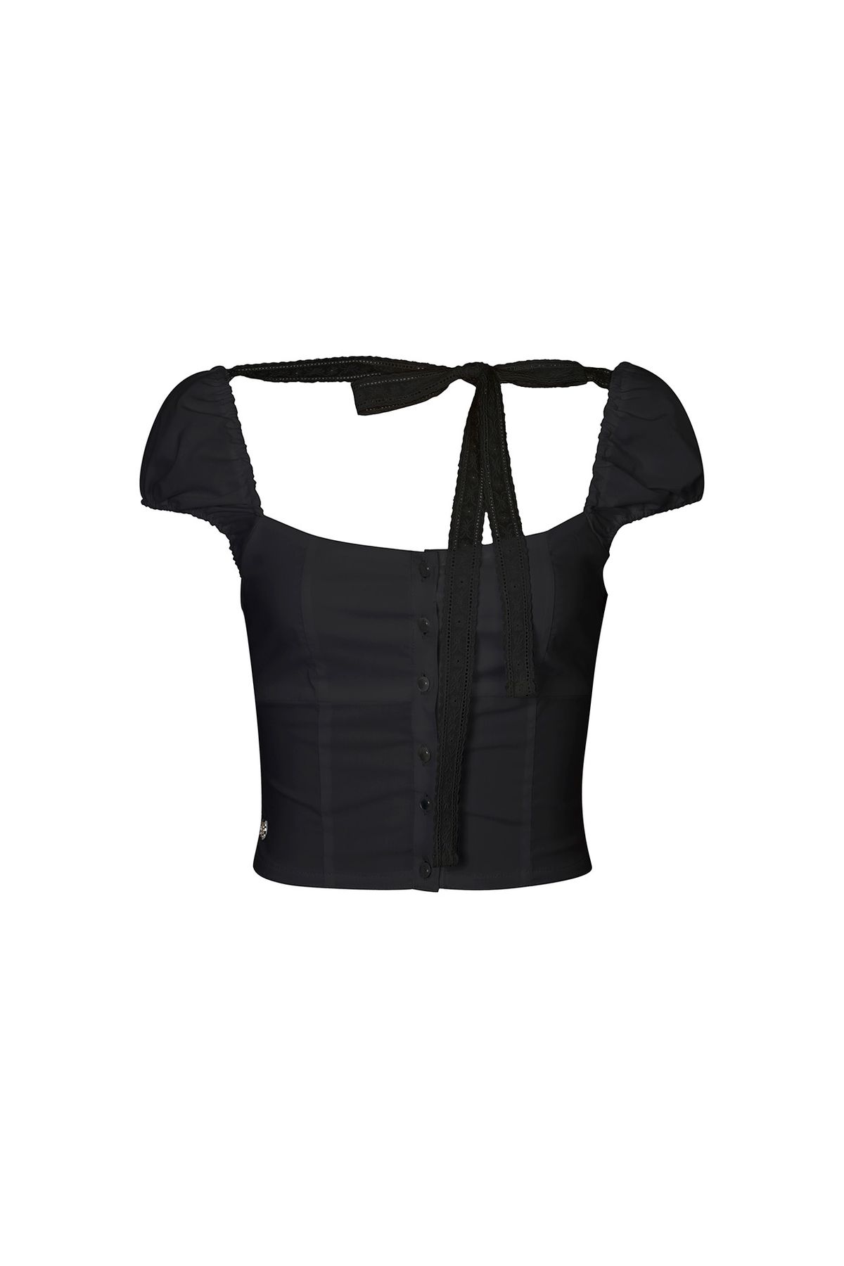 페인오어플레져(PAINORPLEASURE) WENDY RIBBON BLOUSE black