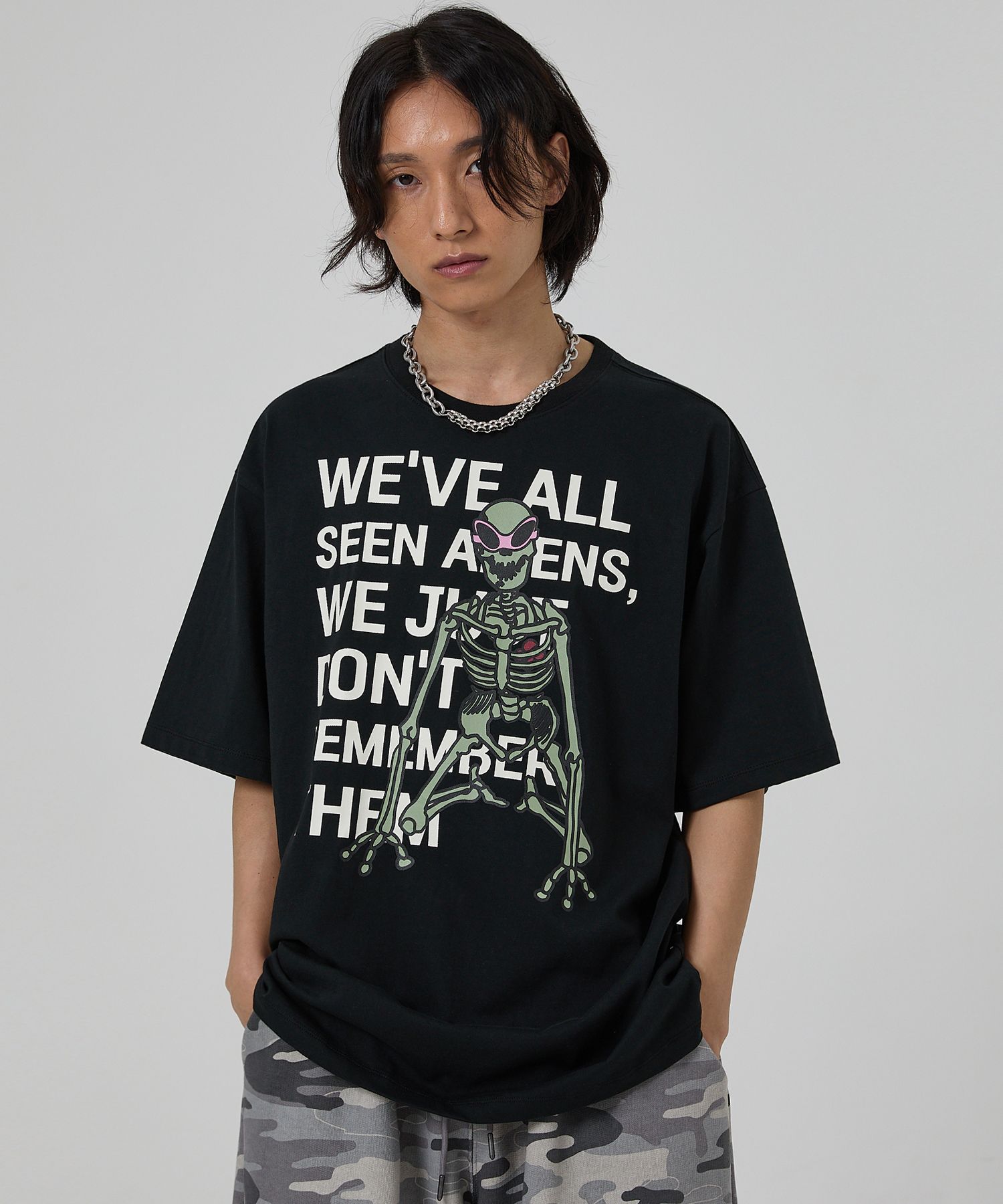 HOODHOOD ♥ Skull Alien Short Sleeve T-Shirt /追跡付 MUSINSA公式 | HOODHOOD Skull Alien Short Sleeve T-Shirt Black