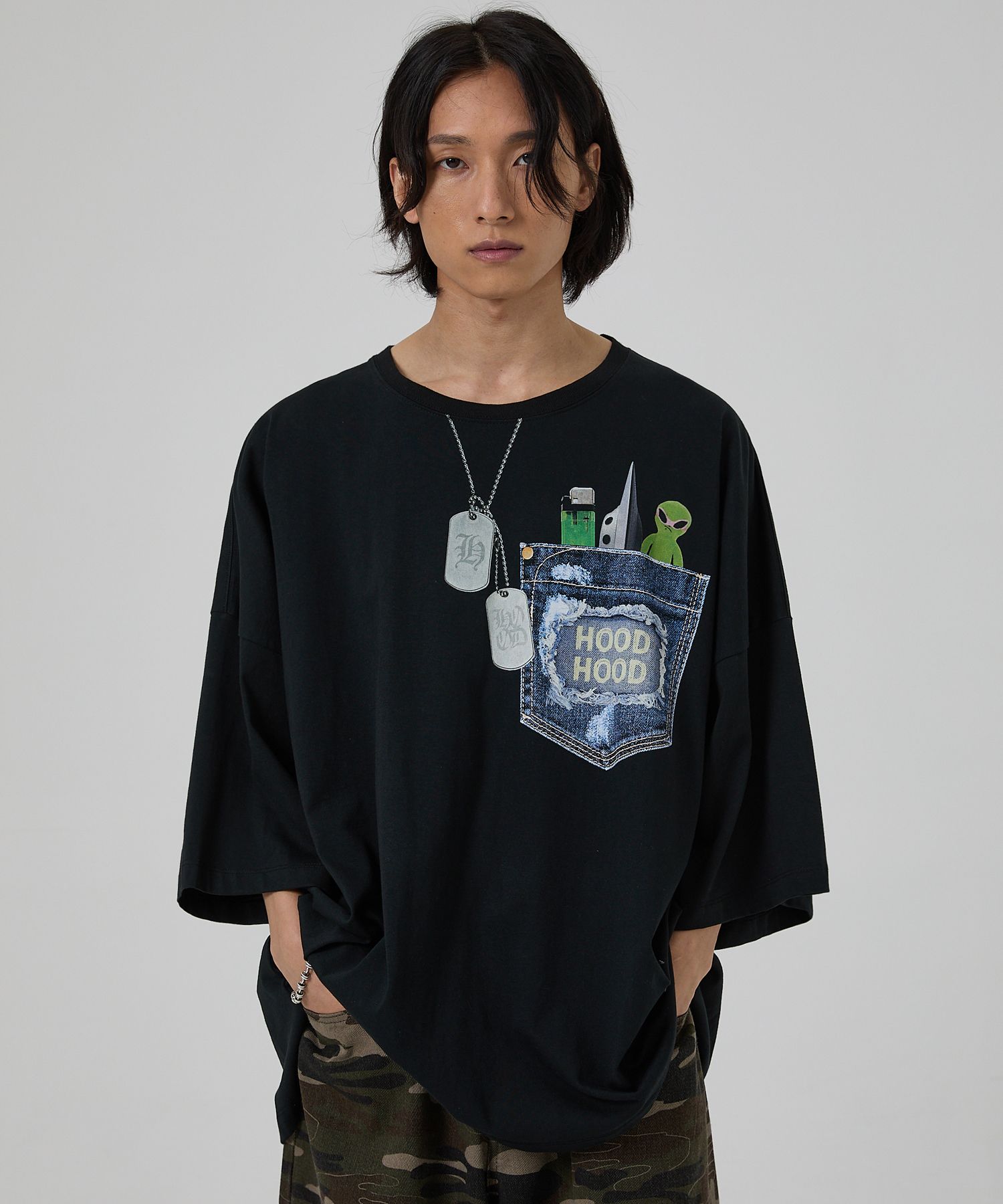 HOODHOOD ♥ FAKE Graphic Overfit T-shirt /追跡付 MUSINSA公式 | HOODHOOD FAKE Graphic Overfit Short Sleeve T