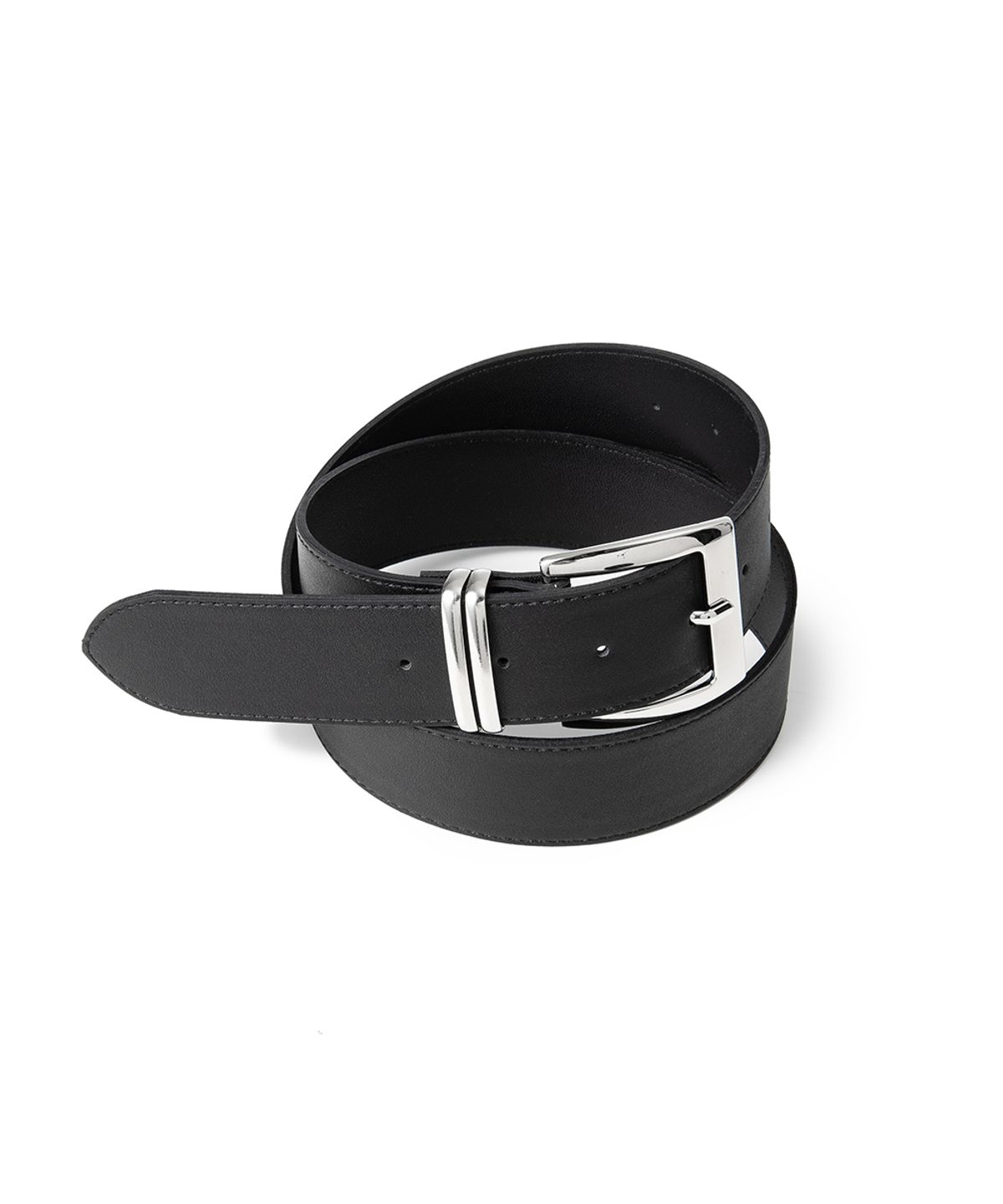 할렌(HALDEN) (W) wide silver two line fake leather belt (T029_black)