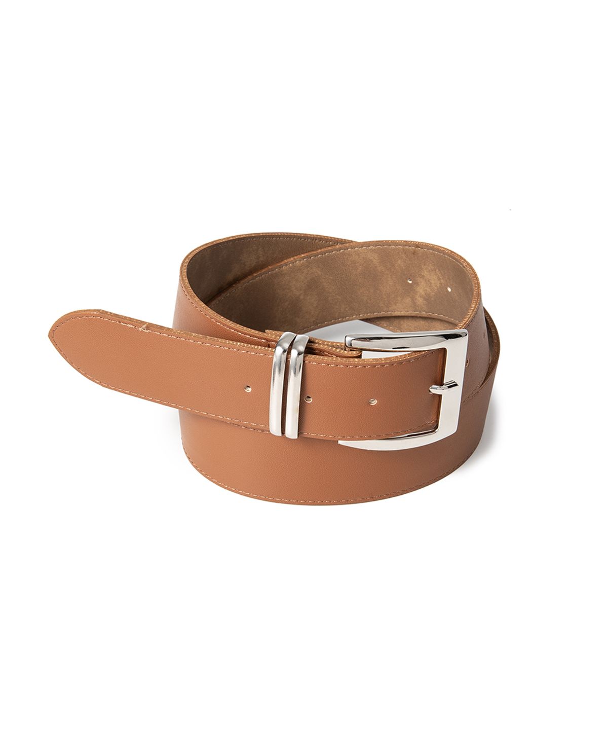할렌(HALDEN) (W) wide silver two line fake leather belt (T029_tan)