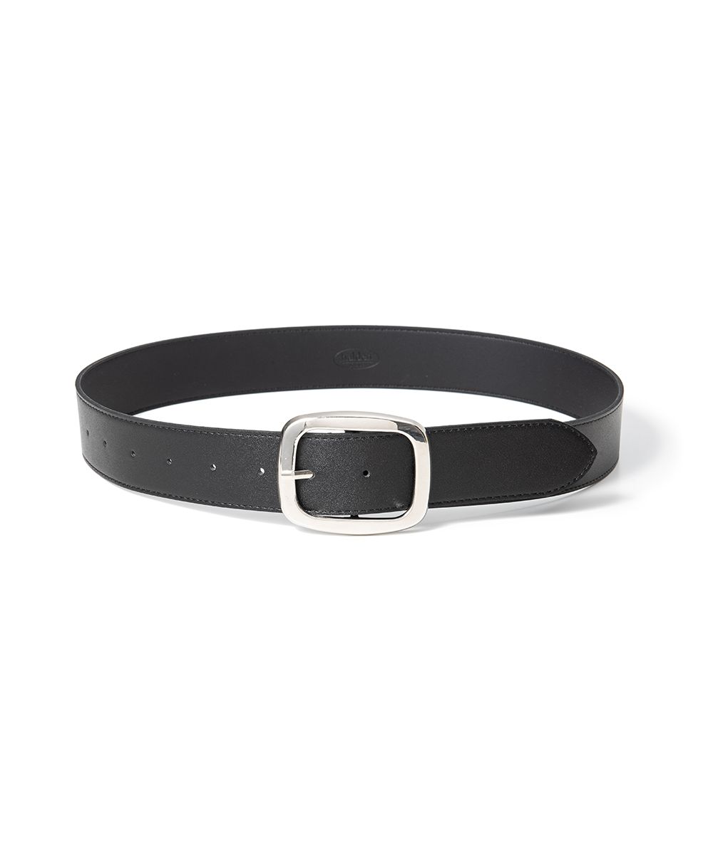 MUSINSA HALDEN (W) wide silver buckle fake leather belt (T030_black)