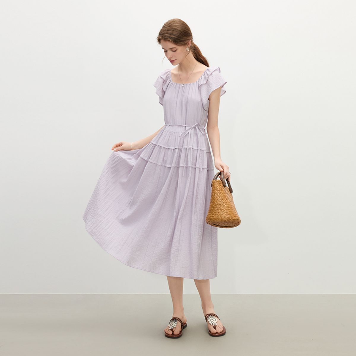 웬스데이딜라잇(WEDNESDAY DELIGHT) WD_Elegant frill sleeve dress