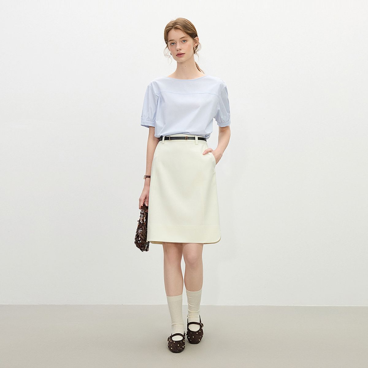 웬스데이딜라잇(WEDNESDAY DELIGHT) WD_Simple temperament skirt