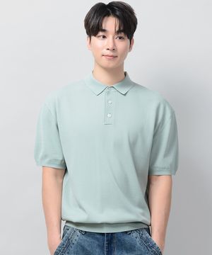 버튼 카라 썸머 쿨 크롭 반팔 니트 [MINT]