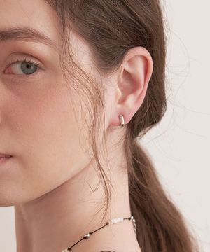 small square one touch earrings (E044_silver)