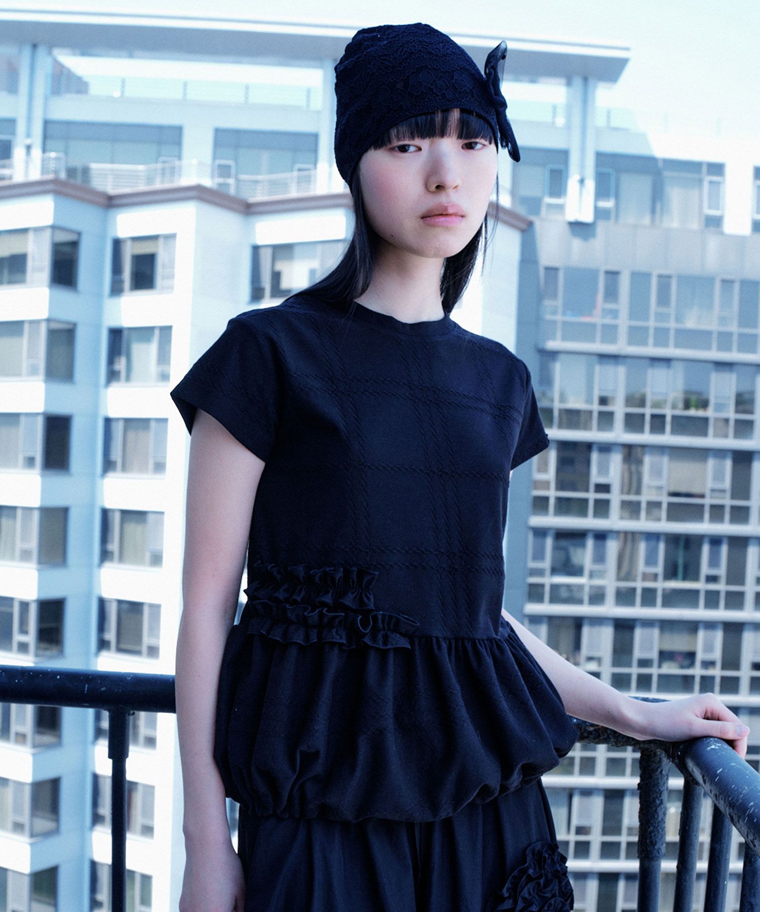 typeservice☆Jacquard Balloon Top Black MUSINSA | TYPESERVICE Jacquard Balloon Top [Black]