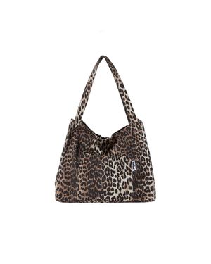 Leopard Twill Cotton Big Bag (Brown)