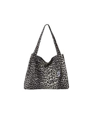 Leopard Twill Cotton Big Bag (Black)