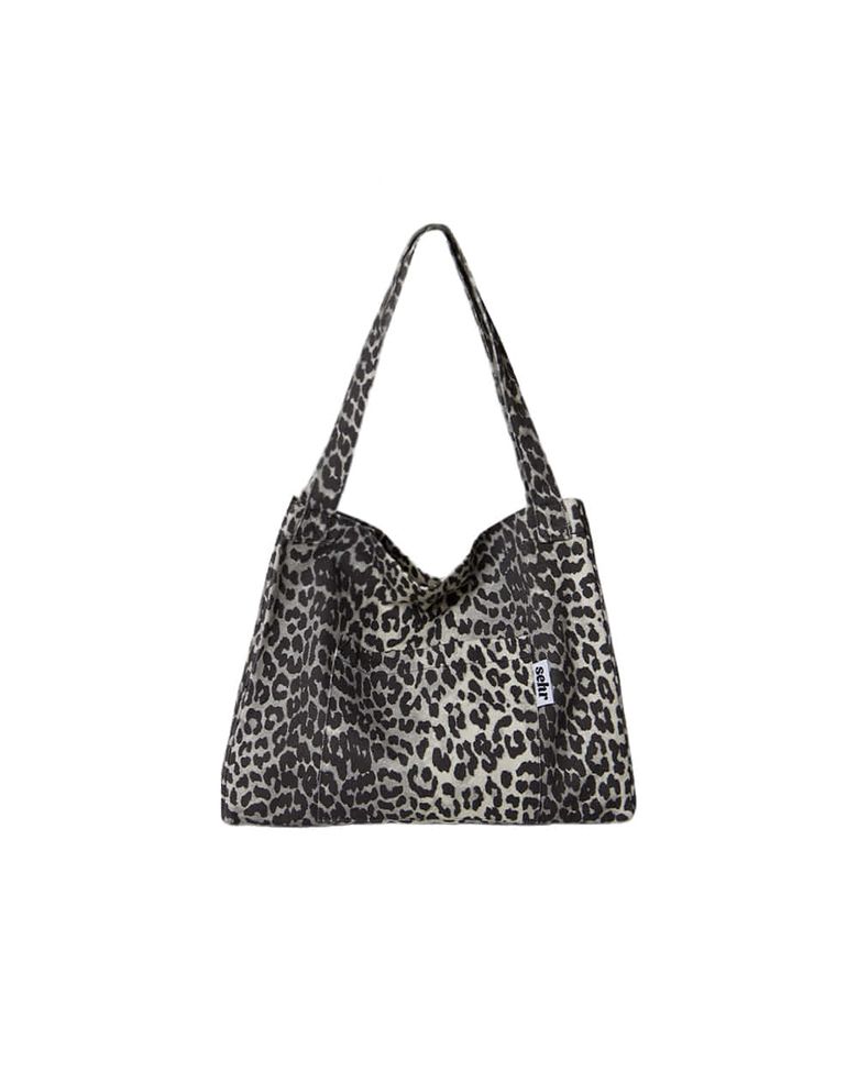 Leopard Twill Cotton Big Bag (Black)