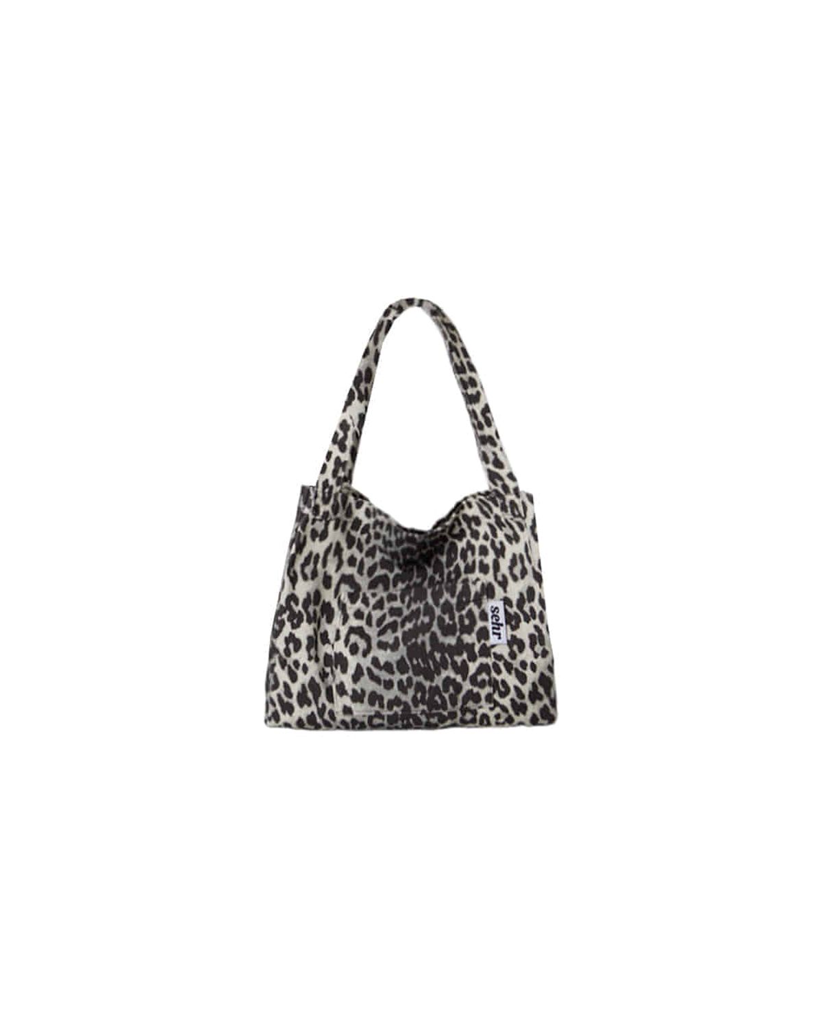 세르(SEHR) Leopard Twill Cotton Middle Bag (Black)