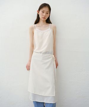 [무신사 단독] Layered sleeveless wrap dress
