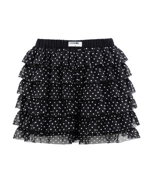 도트 캉캉 셔링 티어드 쉬폰 숏팬츠_블랙
