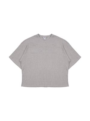 프레임 와플 오버핏 무지 티셔츠 그레이