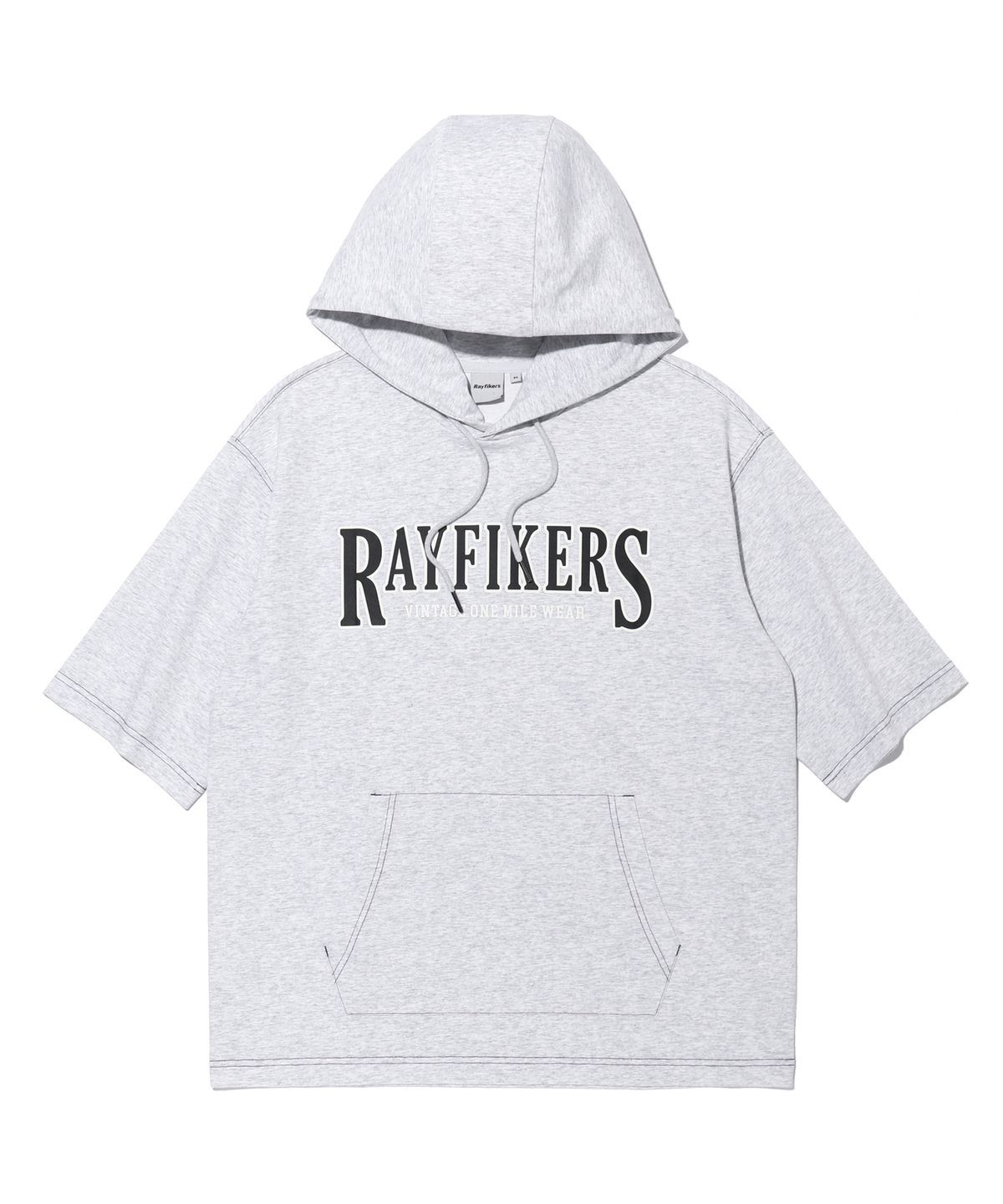 레이피커스(RAYFIKERS) 로고 스티치 반팔 후디 LIGHT GREY (MP7TU430-071)
