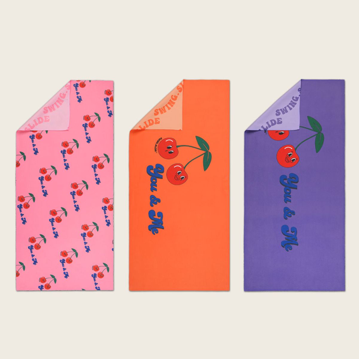 스윙앤슬라이드(SWING SLIDE) 데일리 건식 스포츠타올 양면 프린트 체리 (3컬러)