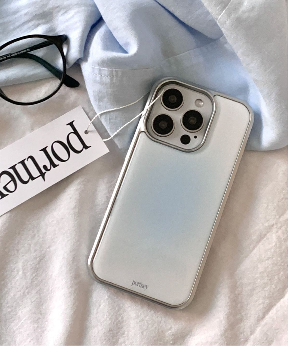포트니(PORTNEY) [+맥세이프][+갤럭시]silver pale sky epoxy case