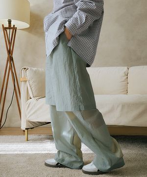 유니섹스 시스루 레이어드 팬츠 민트