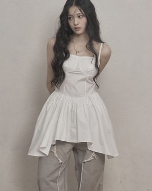 Flare Layered Mini Dress (ivory)