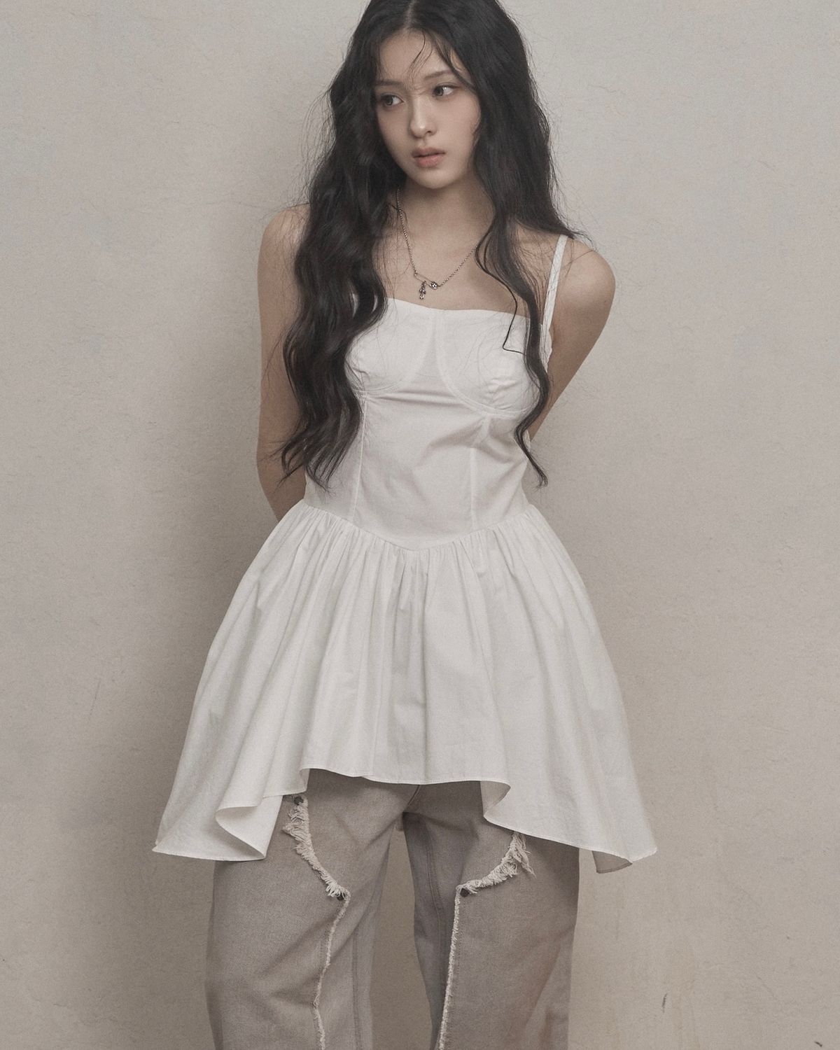 카키포인트(KHAKIPOINT) Flare Layered Mini Dress (ivory)