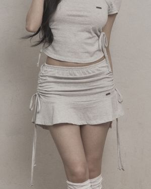 Ribbon Shirring Skirt (melange)