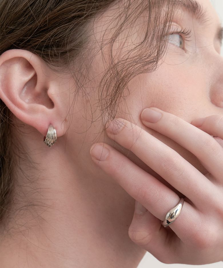 waterfall ring earrings (E052_silver)