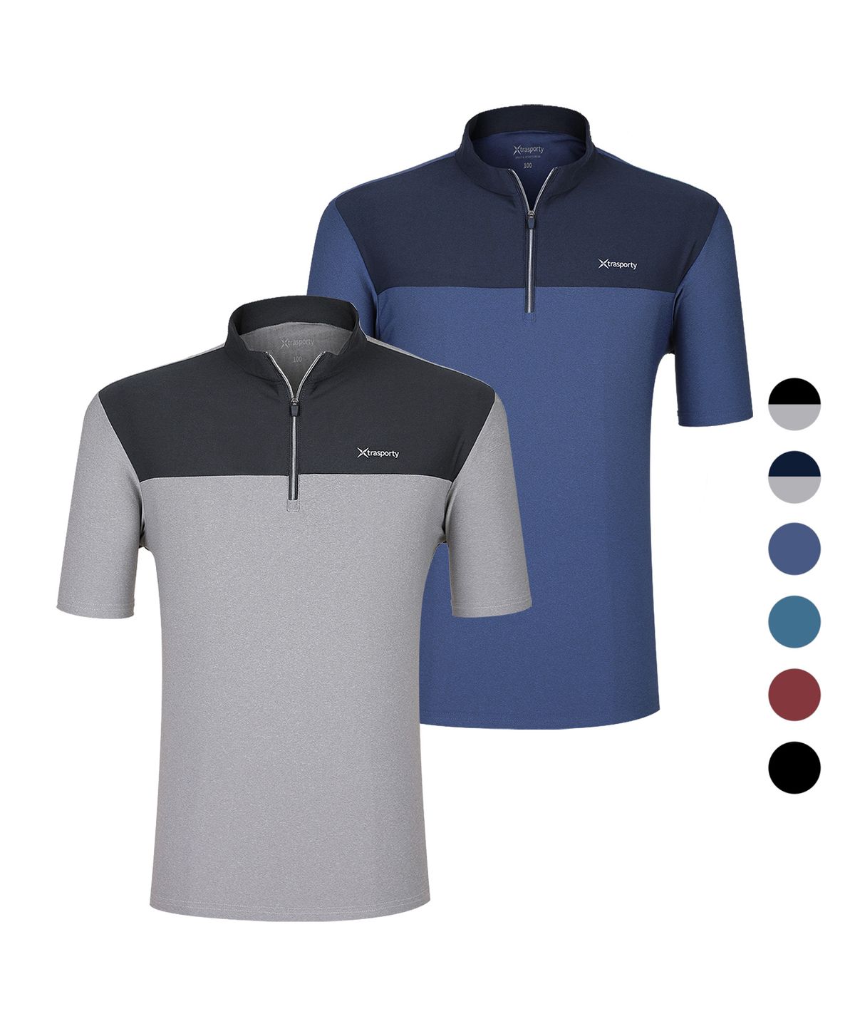 엑스트라스포티(EXTRASPORTY) 여름타파 남성 상하배색 반팔 집업 티셔츠 6 Colors