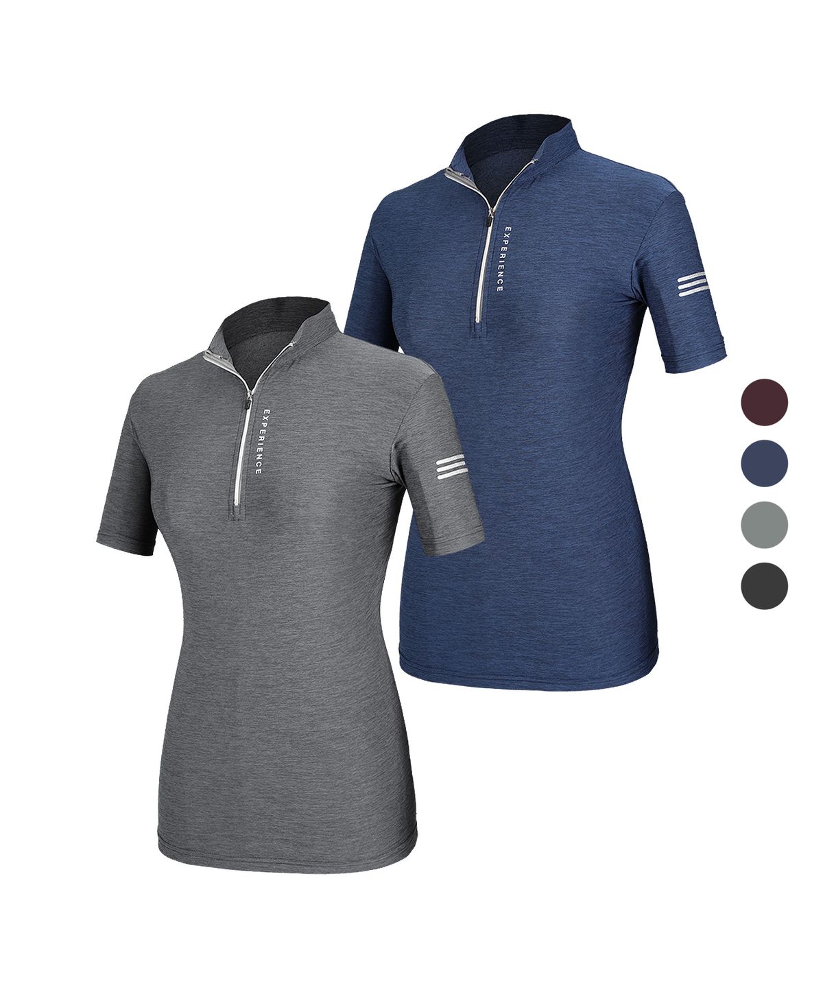 엑스트라스포티(EXTRASPORTY) 라인라이트 여성 멜란지 집업 반팔티셔츠 4 Colors