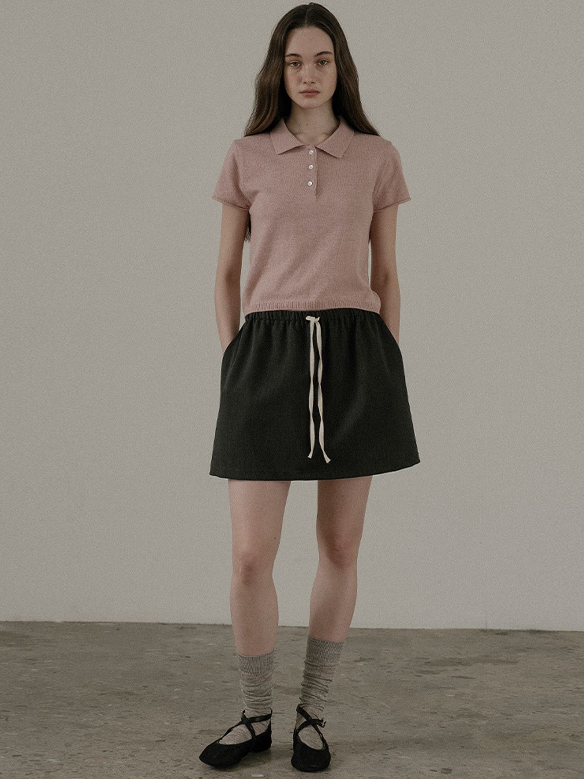 프리버07(FRIVER07) Banding terry skirt FRSP02SK01_Charcoal