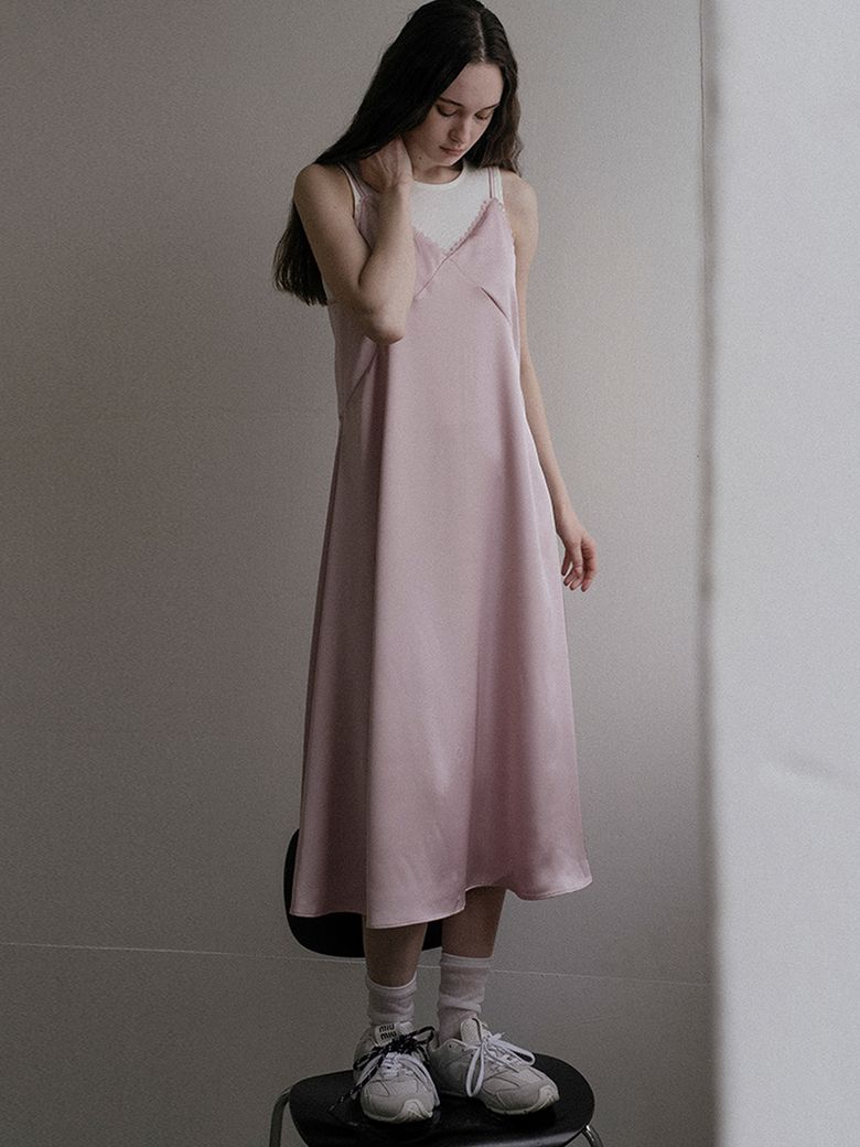 Silky layered long dress FRSP02OP04_Pink