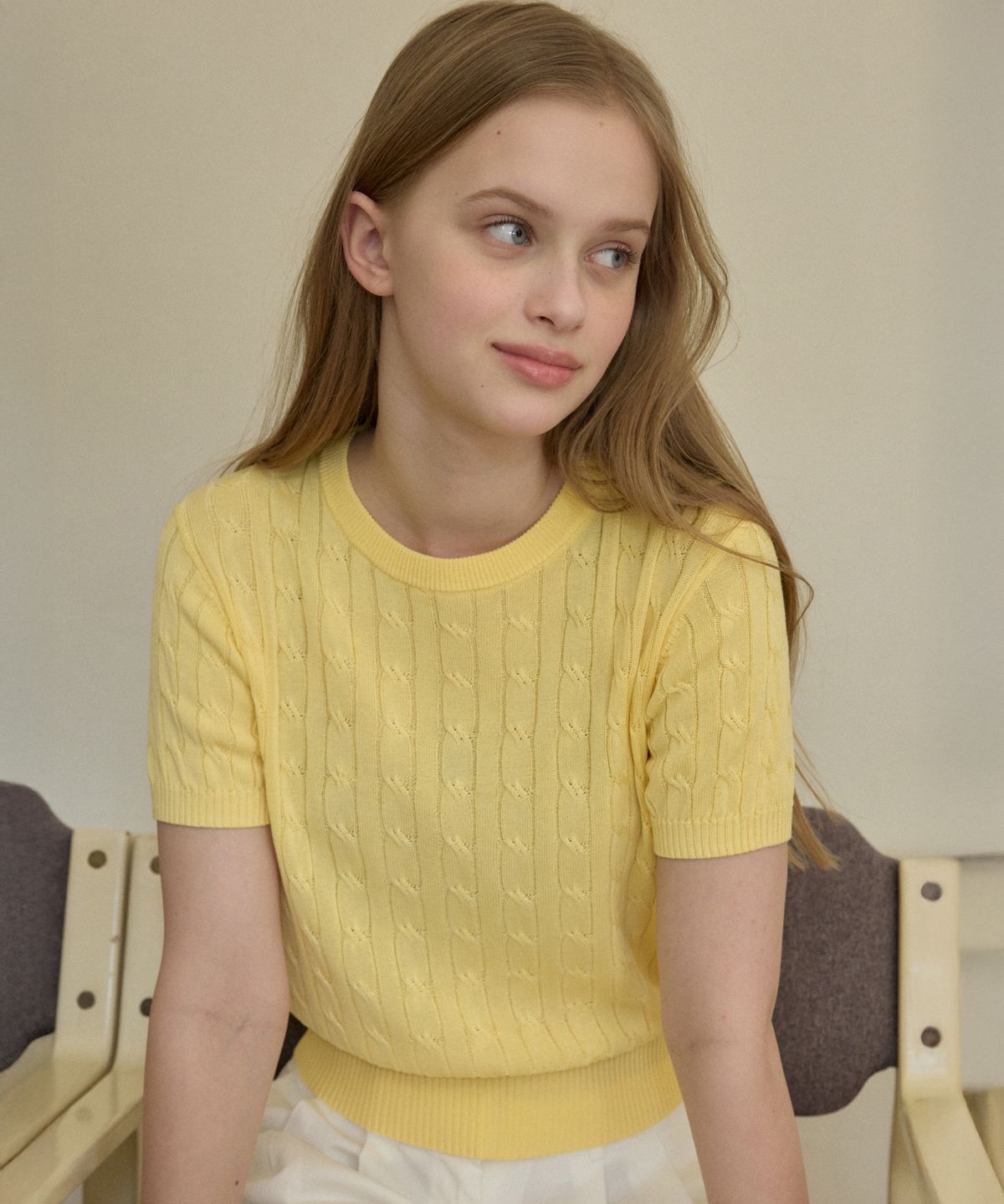 웬즈데이오아시스 포 우먼(WEDNESDAYOASISFORWOMEN) 워셔블 클로에 하프 라운드 니트_LIGHT YELLOW(WC25-KN22)