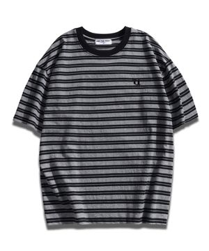 더블 스트라이프 오버핏 반팔 티셔츠_그레이