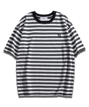 더블 스트라이프 오버핏 반팔 티셔츠_화이트