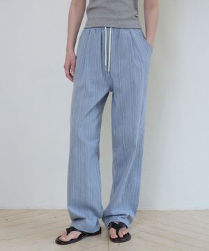 W/보헤미안 스트라이프 밴딩 팬츠_BLUE(W25-PT10)