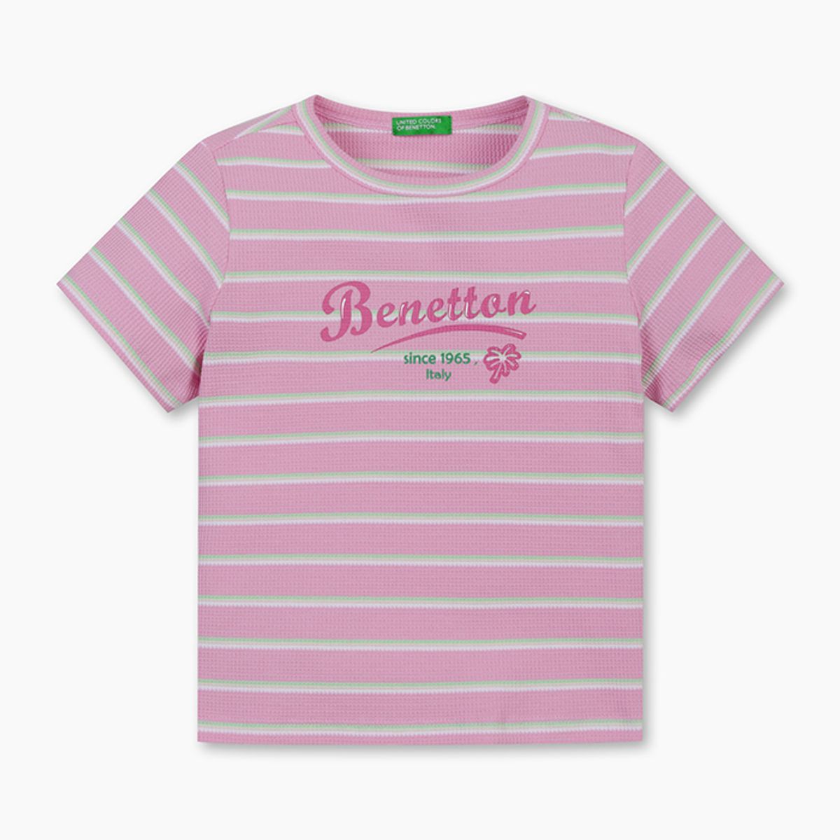 베네통키즈(BENETTONKIDS) 와플 스트라이프 티셔츠_QATS25531PK