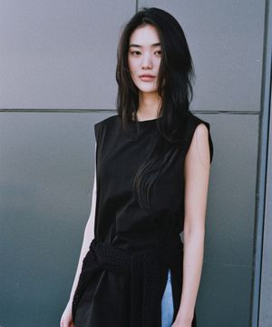 Cotton Square Layered dress (Black)