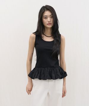 Balloon Sleeveless Top (Black)