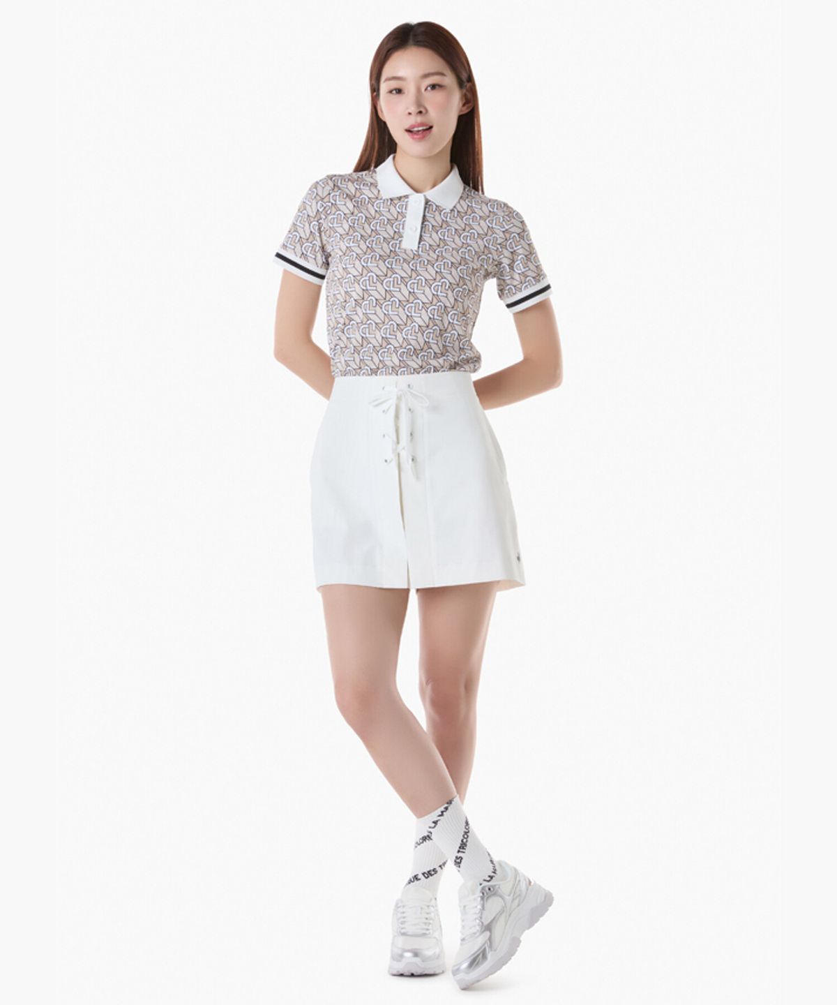 르꼬끄 골프(LECOQ GOLF) 여성 레이스업 쇼츠 (GQ222LSP51)