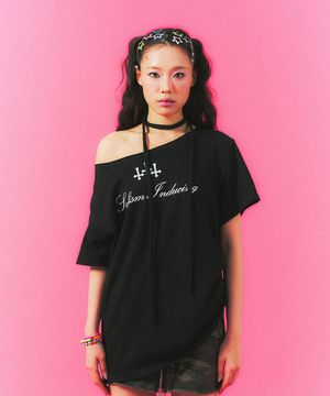 CROSS STRING T SHIRT BLACK