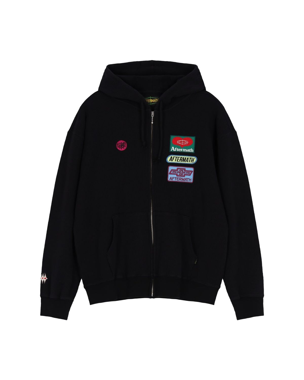 애프터매스(AFTERMATH) WAFFLE ZIP HOODIE (BLACK)