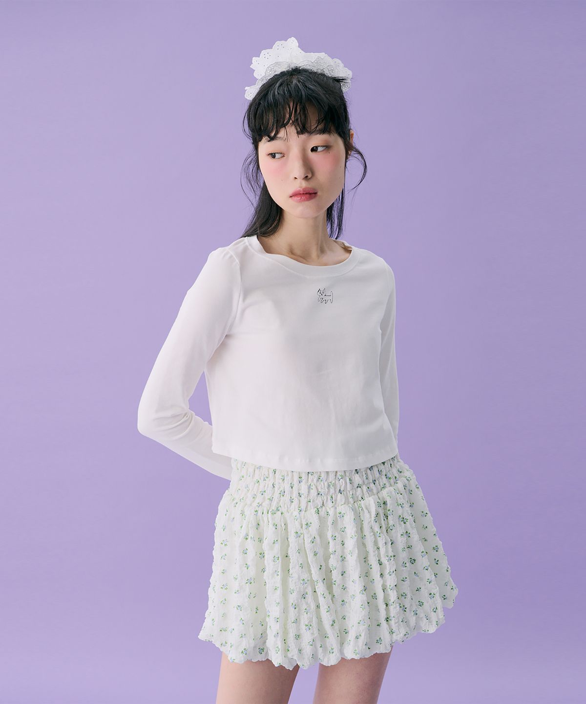 준준스페이스(JUNEJUNE SPACE) VOL12. Smocked Cloud Skirt_Blue(VOL12. 스모크 클라우드 스커트_블루)