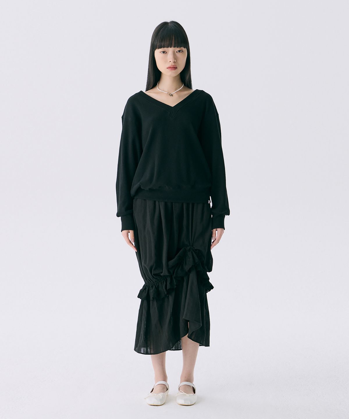 준준스페이스(JUNEJUNE SPACE) VOL12. Frill Long Skirt_Black(VOL12. 프릴롱스커트_블랙