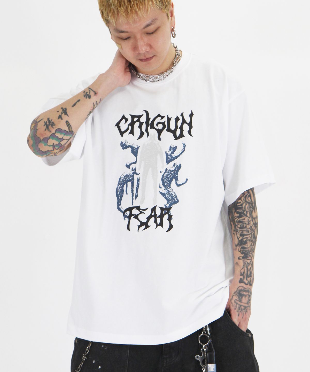 크리건(CRIGUN) Crigun Fear 세미 오버핏 반팔티 WHITE