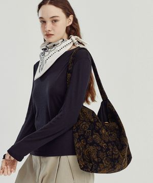 빈티지 플로럴 코듀로이 백 [블랙,브라운]