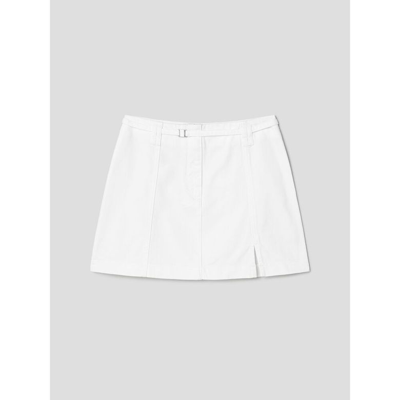 벨티드 데님 미니 스커트  화이트