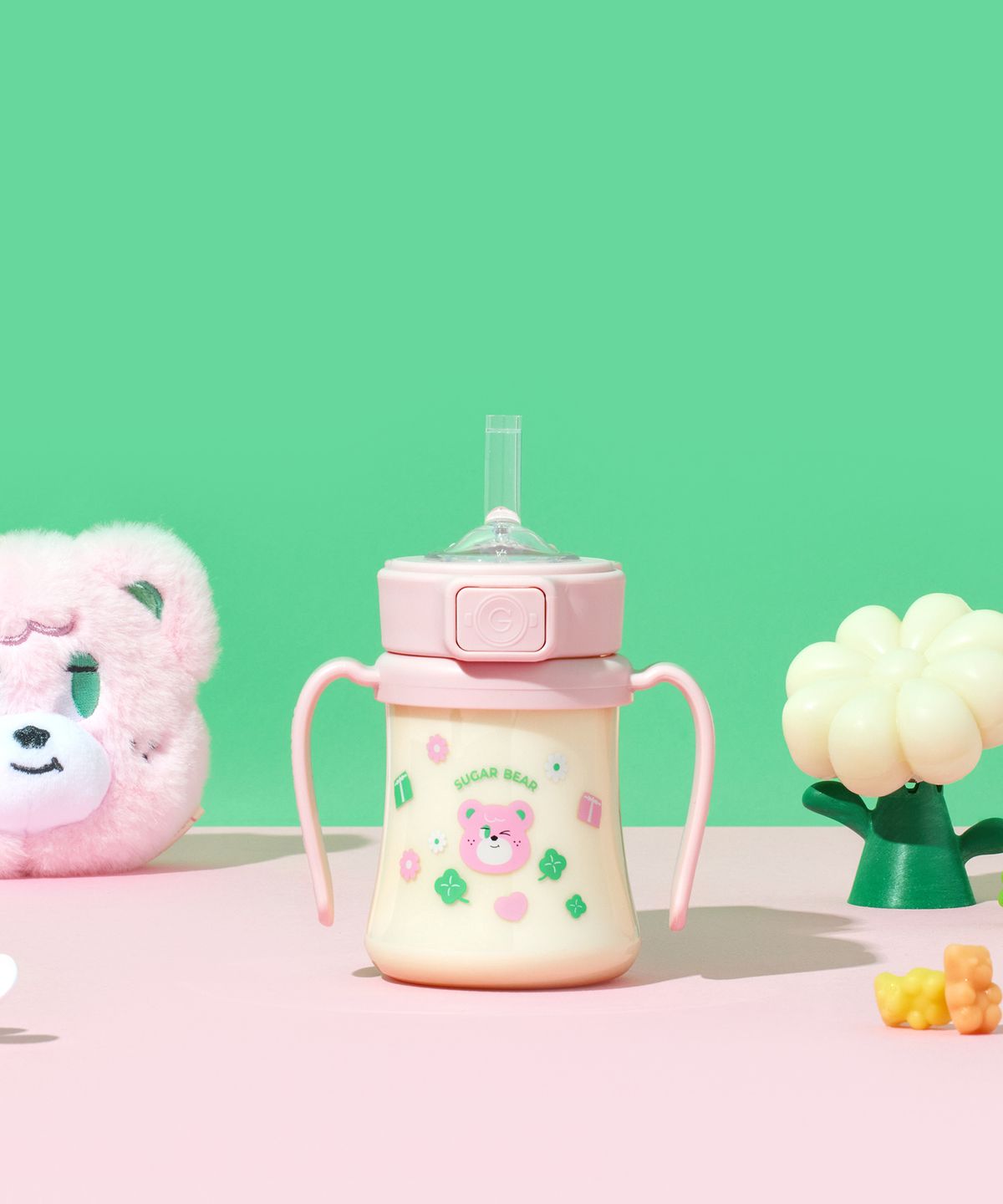 그로미미(GROSMIMI) 노티드 PPSU 슈가베어 빨대컵 200ml (스트로베리)