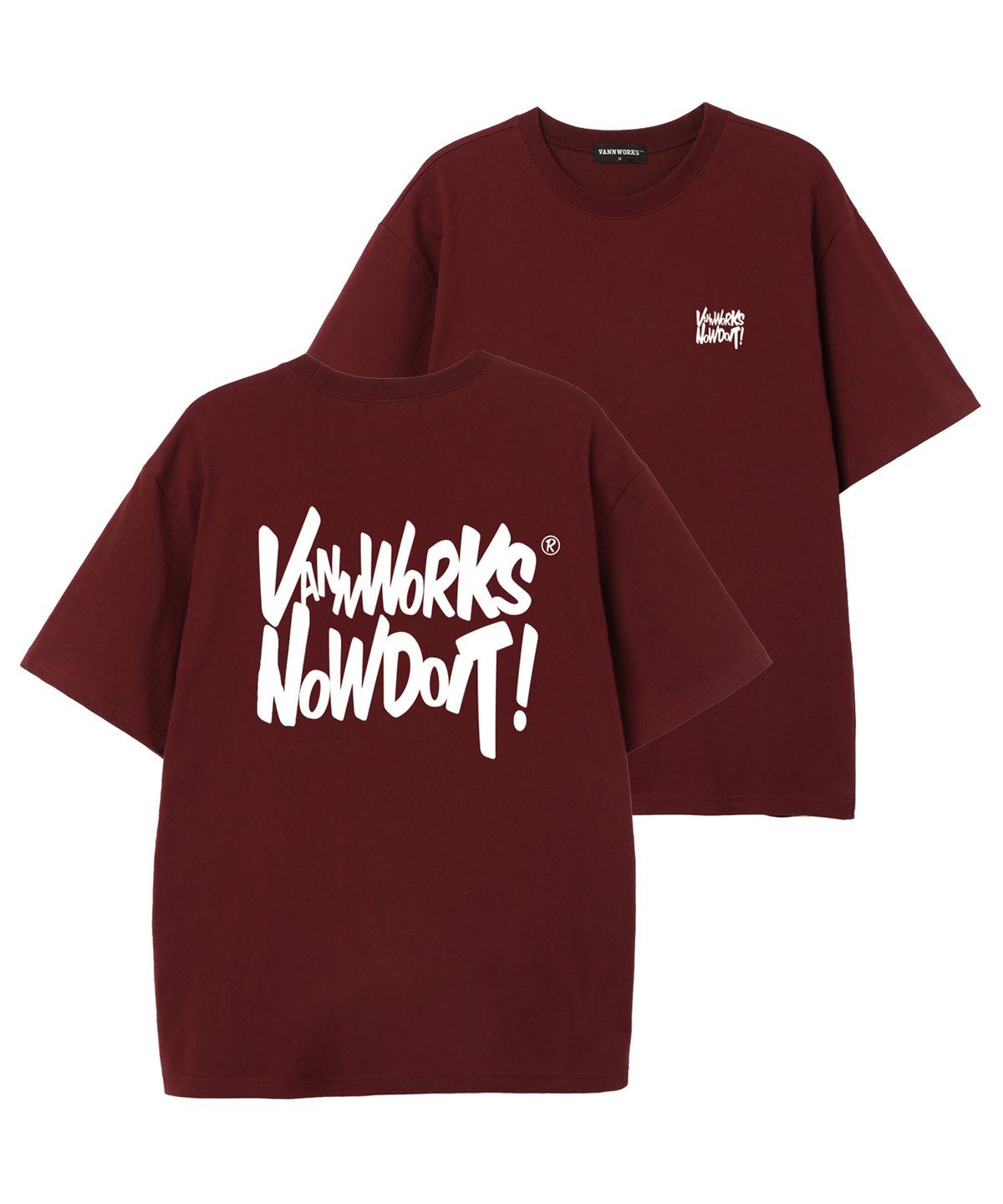 밴웍스(VANNWORKS) NOW DOIT 오버핏 반팔 티셔츠 (VS0119) 버건디