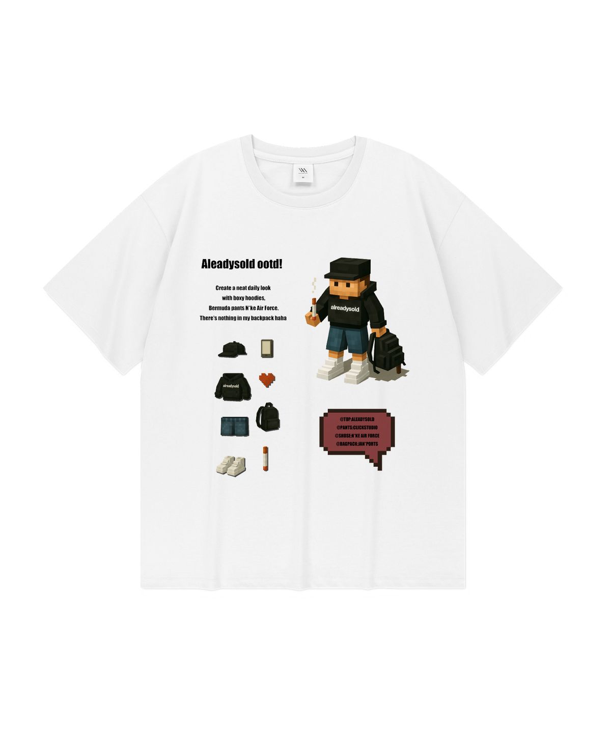 얼레디솔드(ALEADYSOLD) 픽셀 데일리 쿨코튼 반팔티